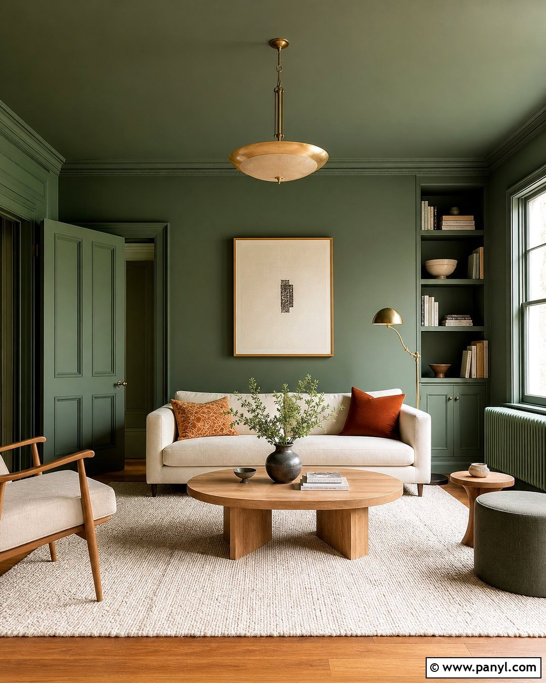 Dark Sage Green Color Drenched Room - 30 green wall colors