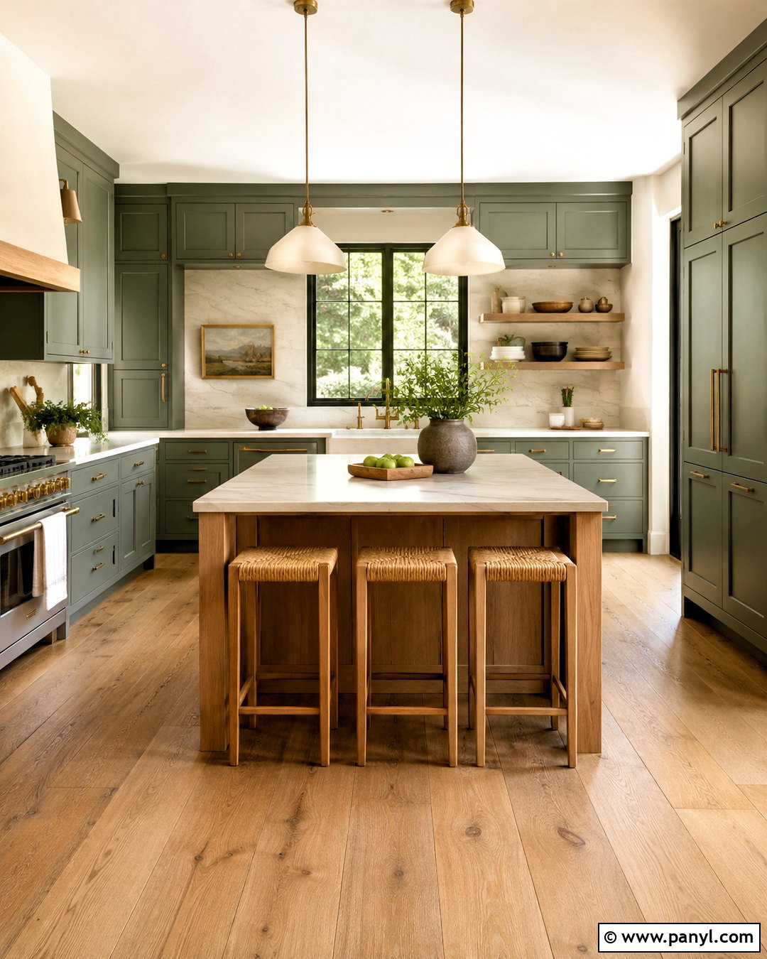 Dark Sage Green Kitchen With White Oak - 20 sage green and wood kitchen ideas