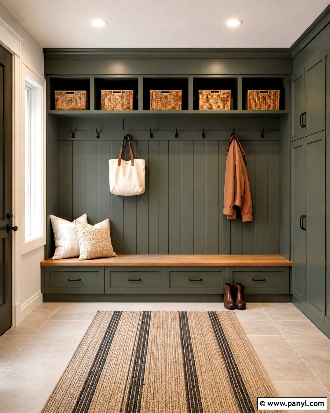 Dark Sage Green Mudroom - 20 dark room colors