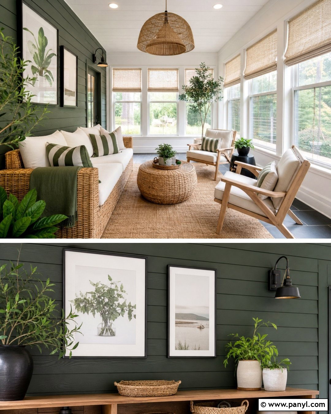 Dark Sage Sunroom Accent Wall - 30 dark accent walls