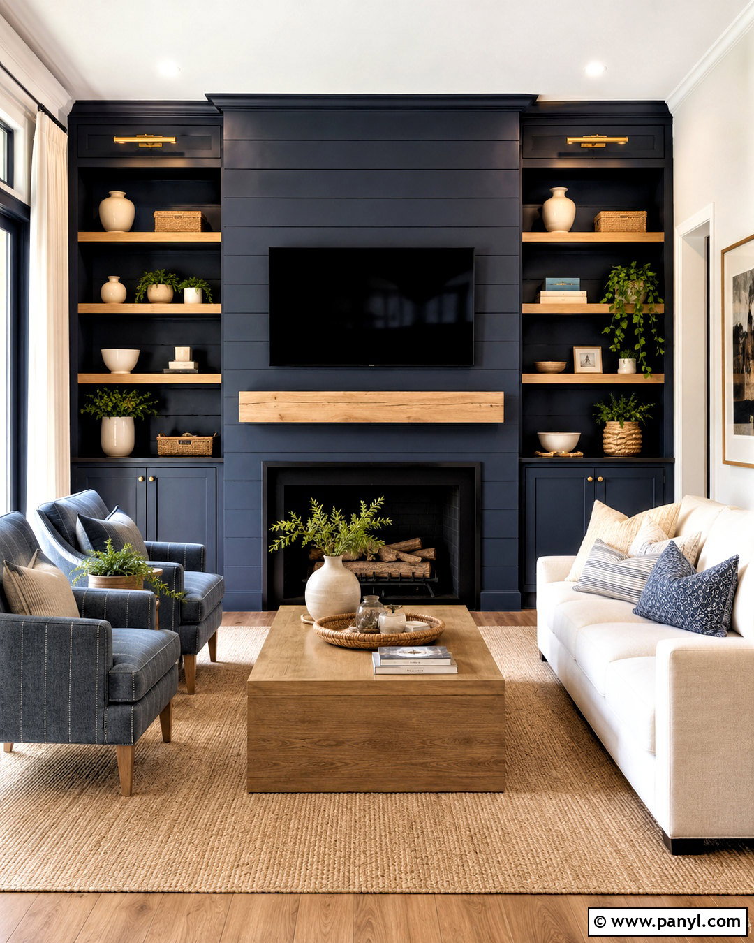 Dark Shiplap Wall With Built-Ins - 20 dark shiplap wall ideas