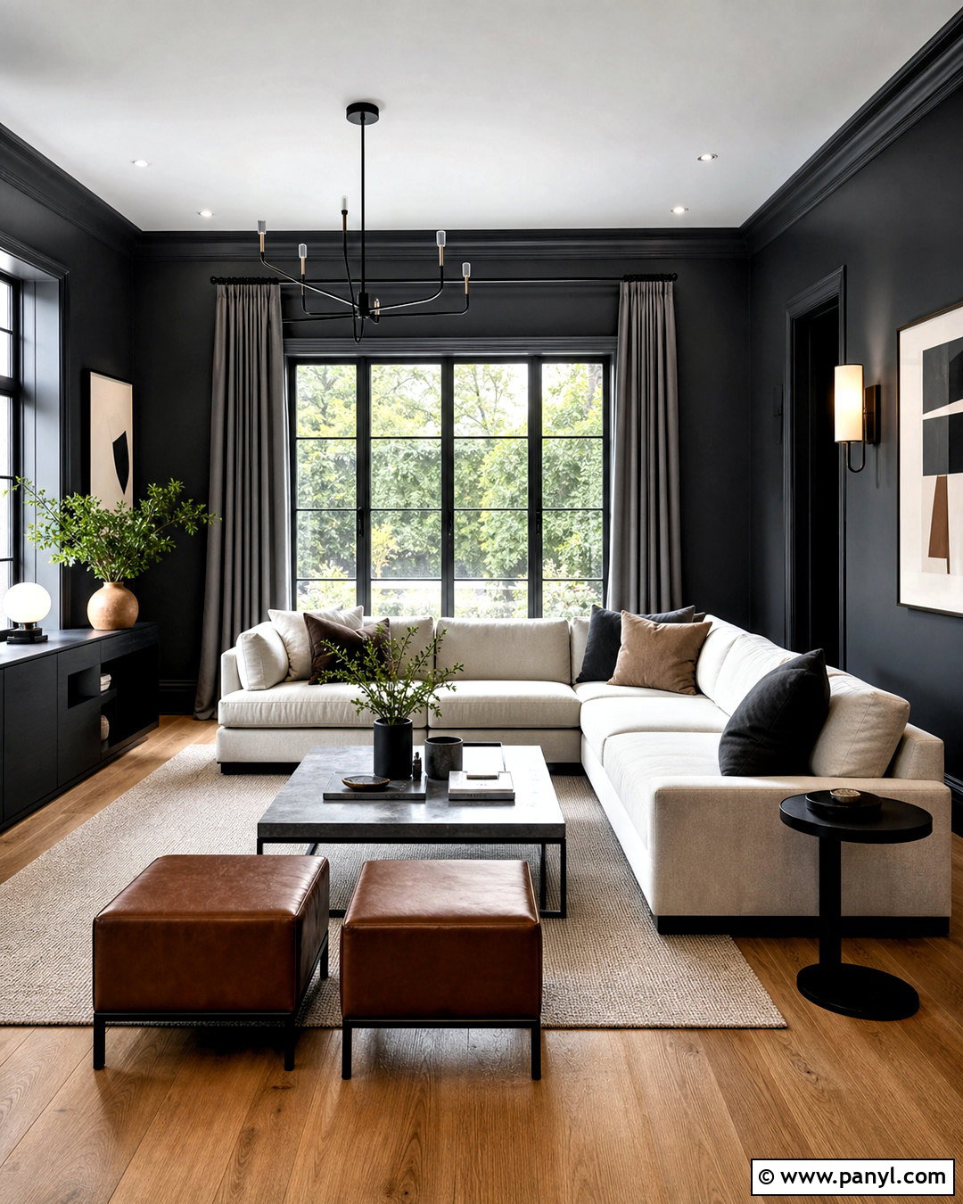 Dark Slate Living Room - 20 dark paint living room ideas