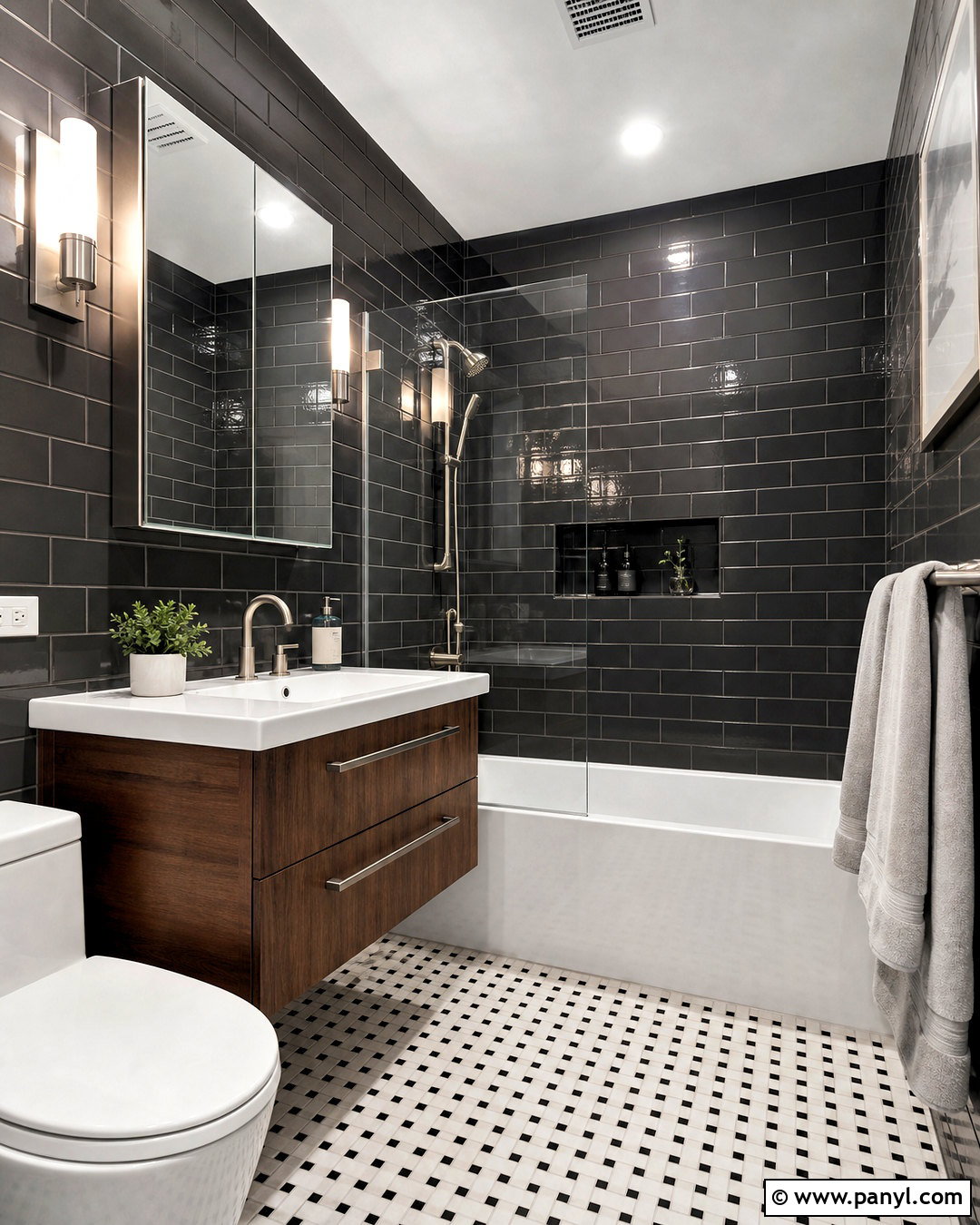 Dark Subway Tile Bathroom - 20 dark bathroom design ideas