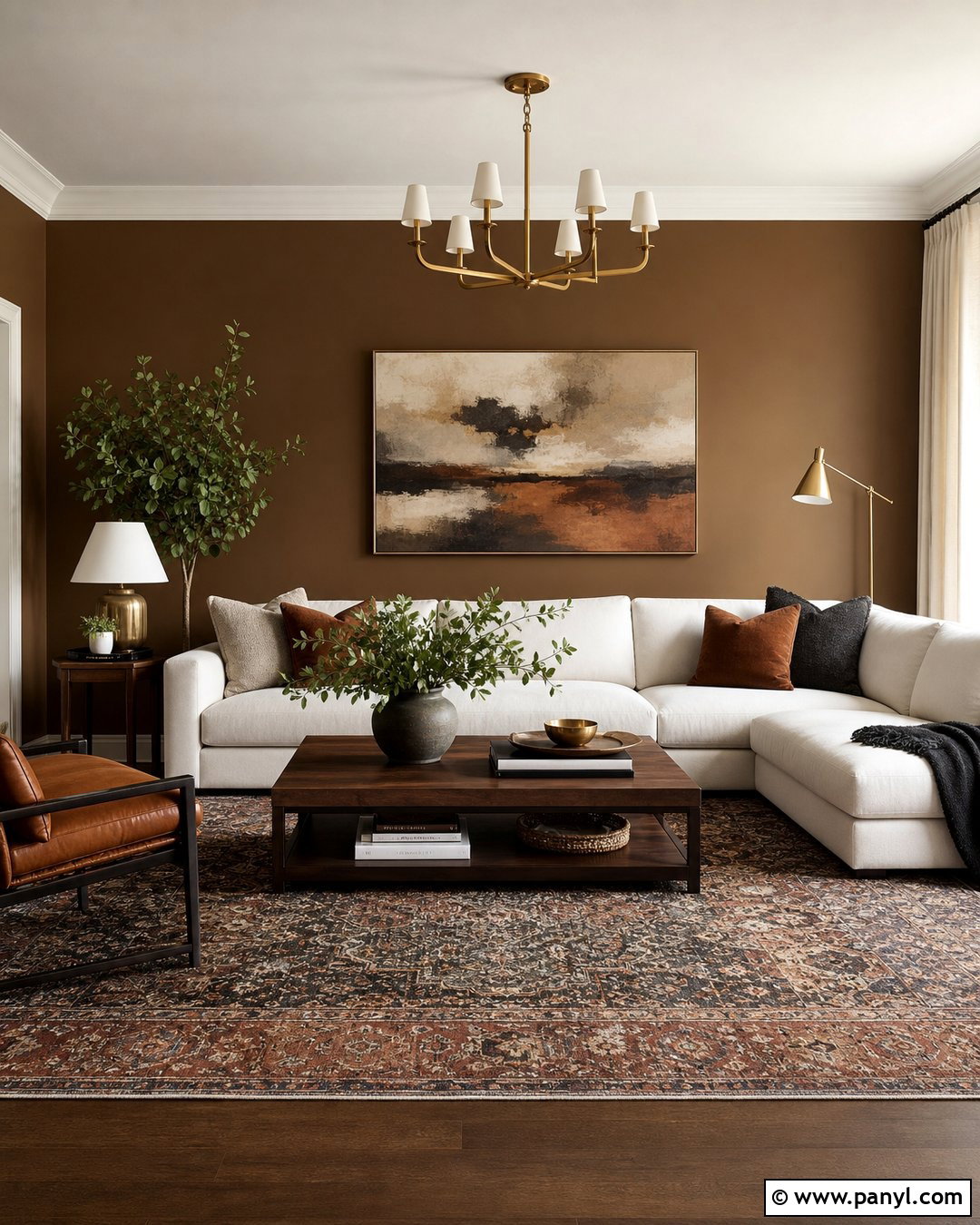 Dark Tan Accent Wall Living Room - 30 Tan Accent Wall Ideas