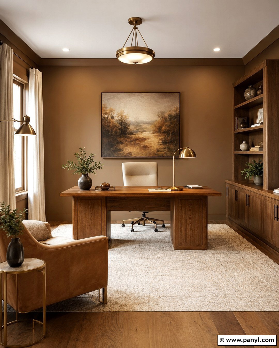 Dark Tan Walls For A Cozy Office - 20 Tan Office Walls