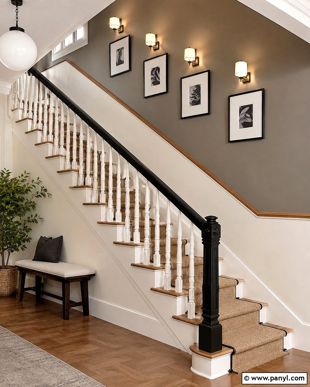 Dark Taupe And Cream Staircase Walls - 20 Two Tone Walls Dark On Top Ideas