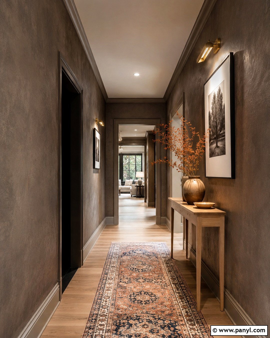 Dark Taupe Limewash Hallway - 20 Limewash Dark Wall Ideas