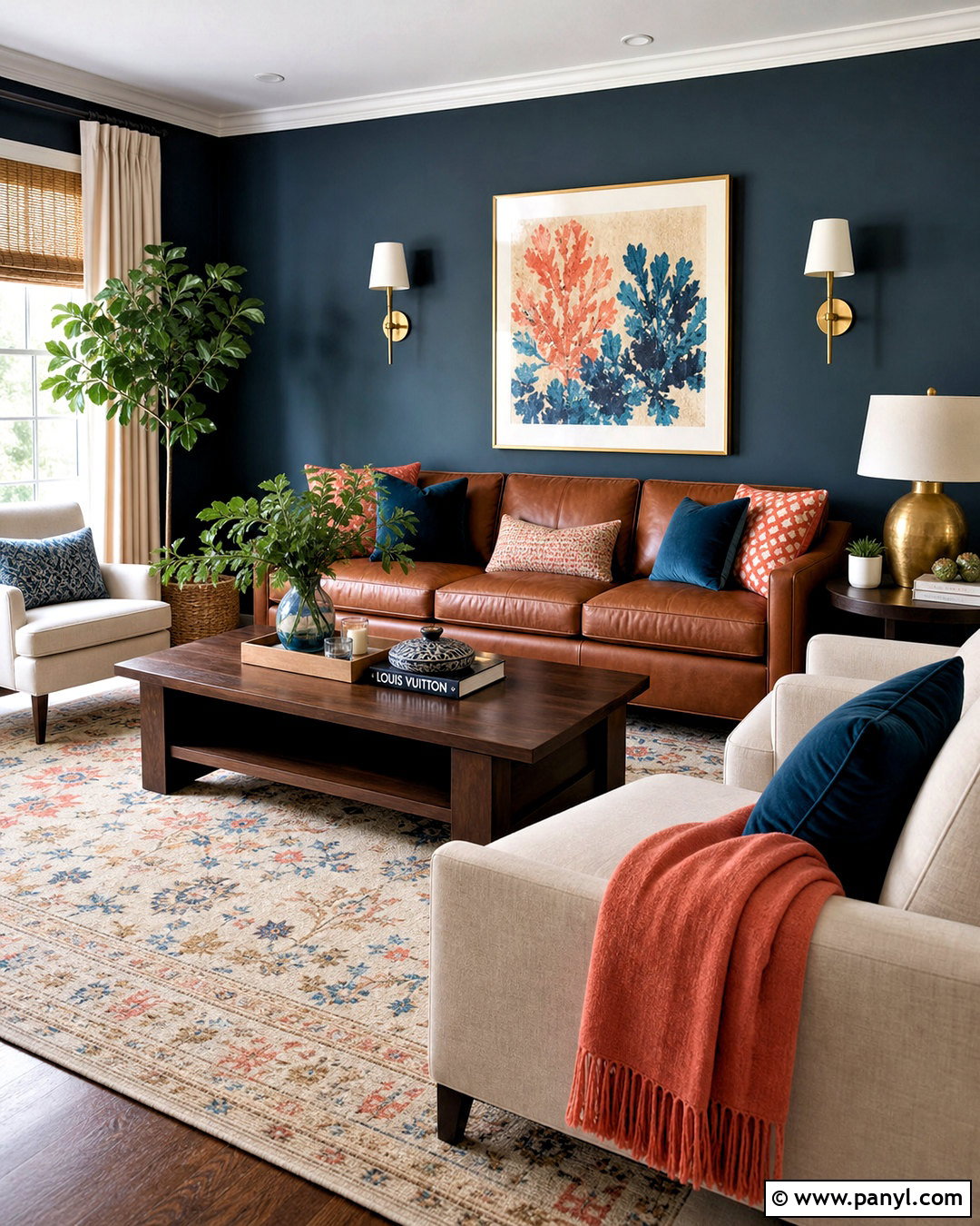 Dark Teal Accent Wall - 20 dark accent wall living room ideas