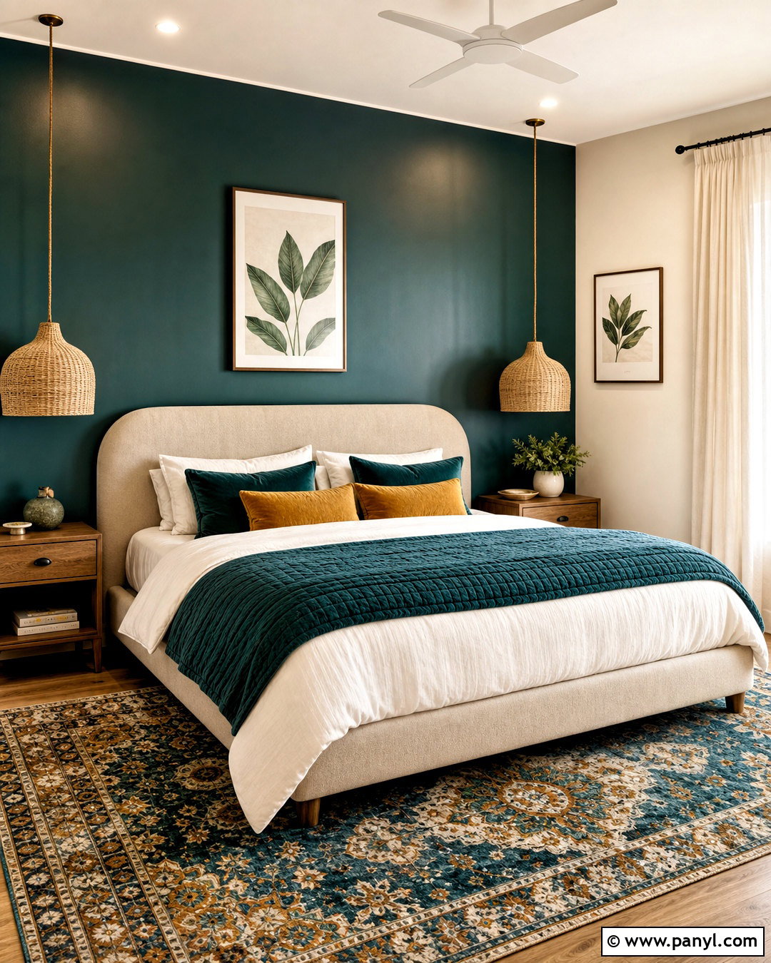 Dark Teal Accent Wall Bedroom - 20 bedroom with dark accent wall ideas