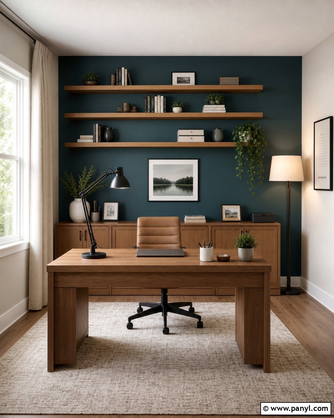 Dark Teal Accent Wall Home Office - 30 dark teal accent wall ideas