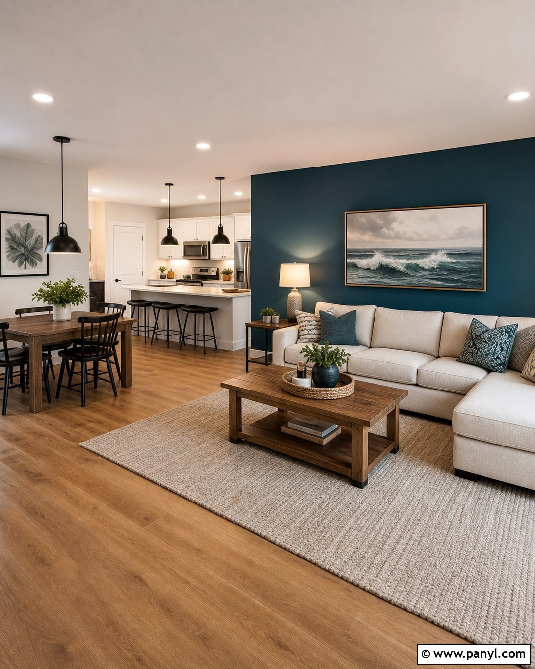 Dark Teal Accent Wall Open Floor Plan - 30 dark teal accent wall ideas