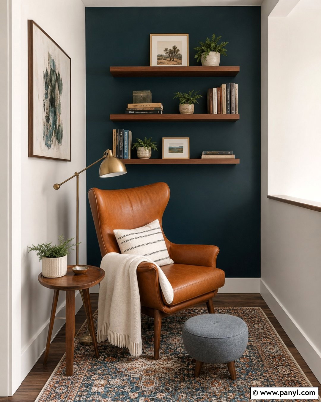 Dark Teal Accent Wall Reading Nook - 30 dark teal accent wall ideas