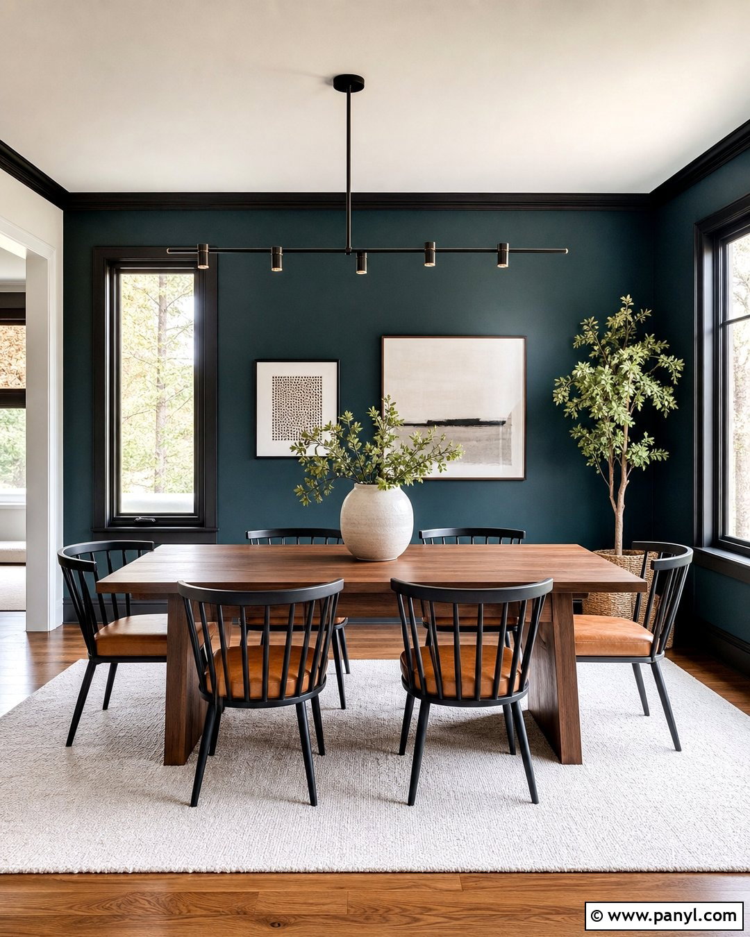 Dark Teal Accent Wall With Black Trim - 30 dark teal accent wall ideas