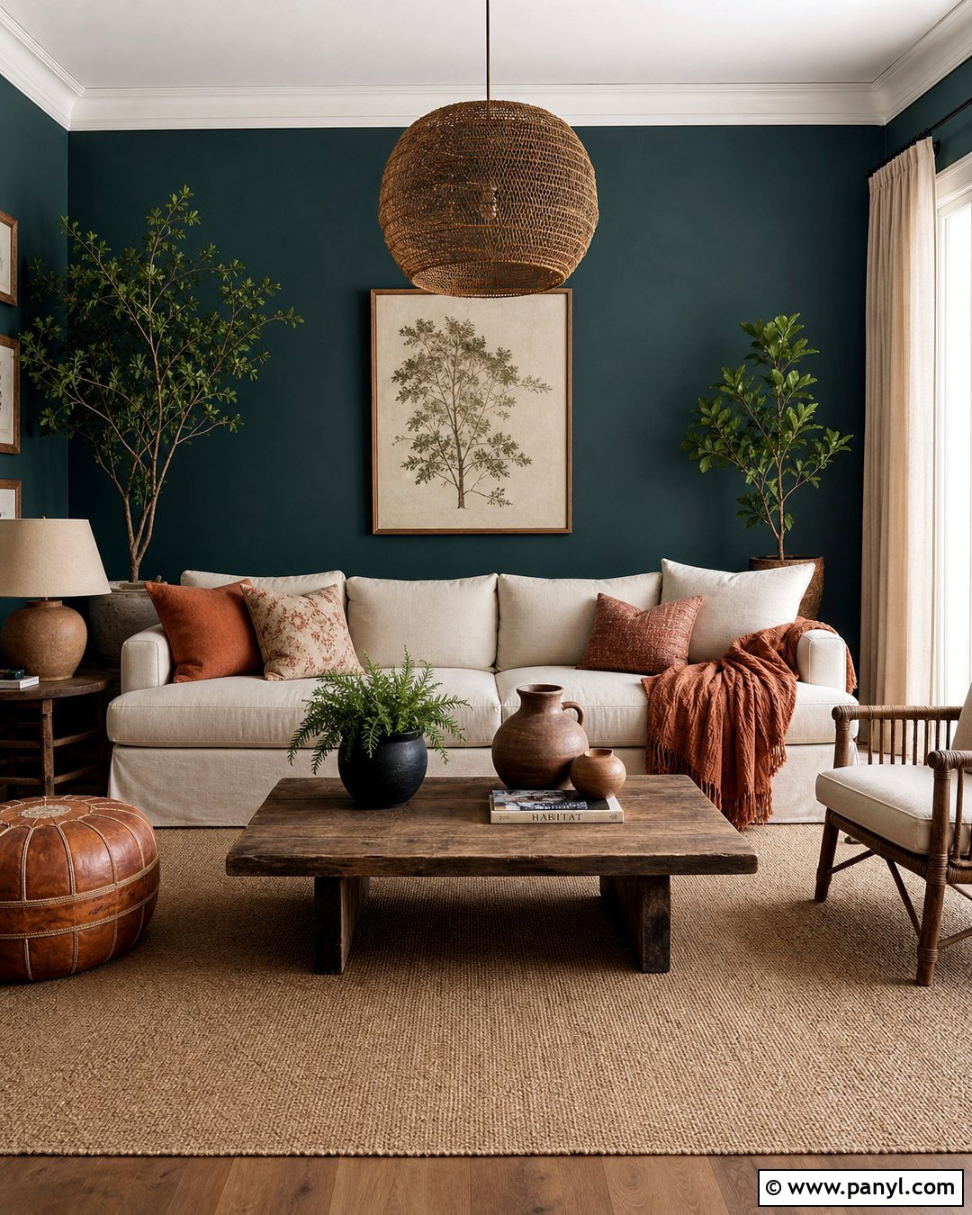 Dark Teal Accent Wall With Terracotta Decor - 30 dark teal accent wall ideas