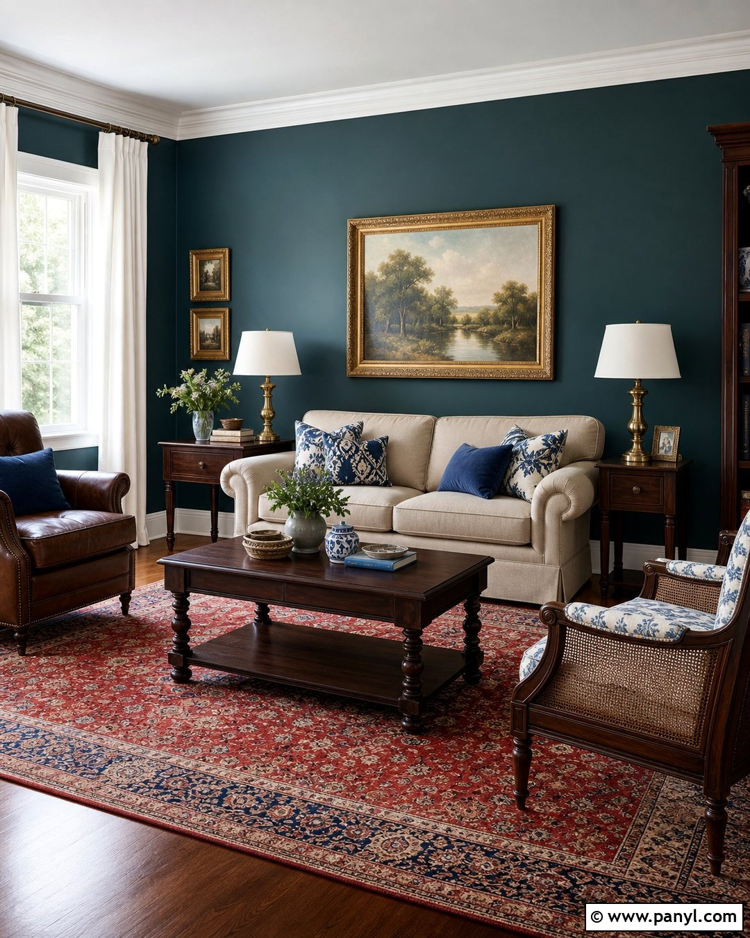 Dark Teal Accent Wall With White Trim - 30 dark teal accent wall ideas