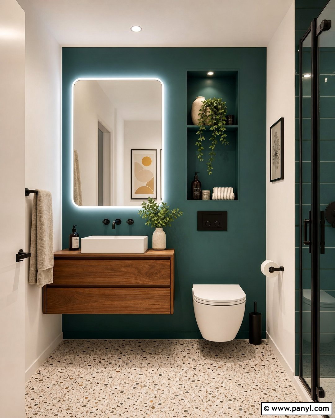 Dark Teal Accent Wall - 20 Dark Accent Wall In Small Bathroom Ideas