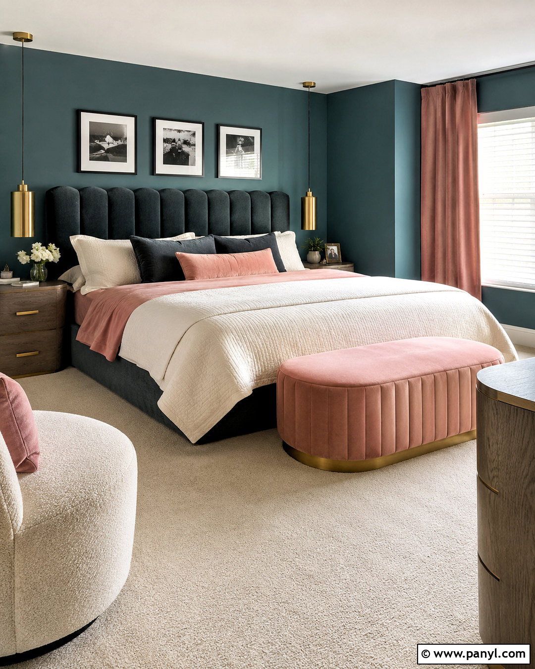 Dark Teal And Blush Pink Bedroom - 20 dark teal bedroom ideas