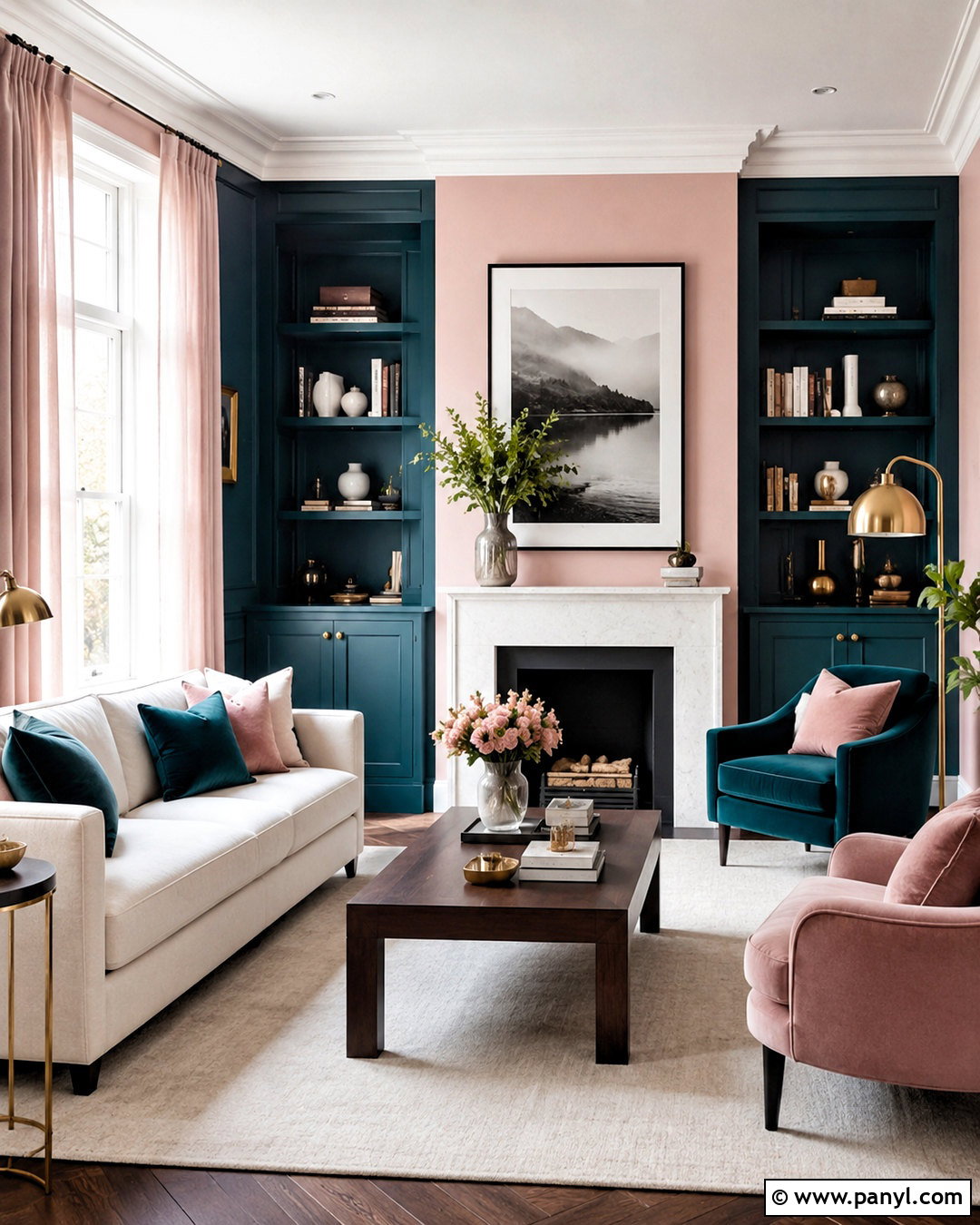 Dark Teal And Pale Pink Living Room - 35 wall color combinations living rooms