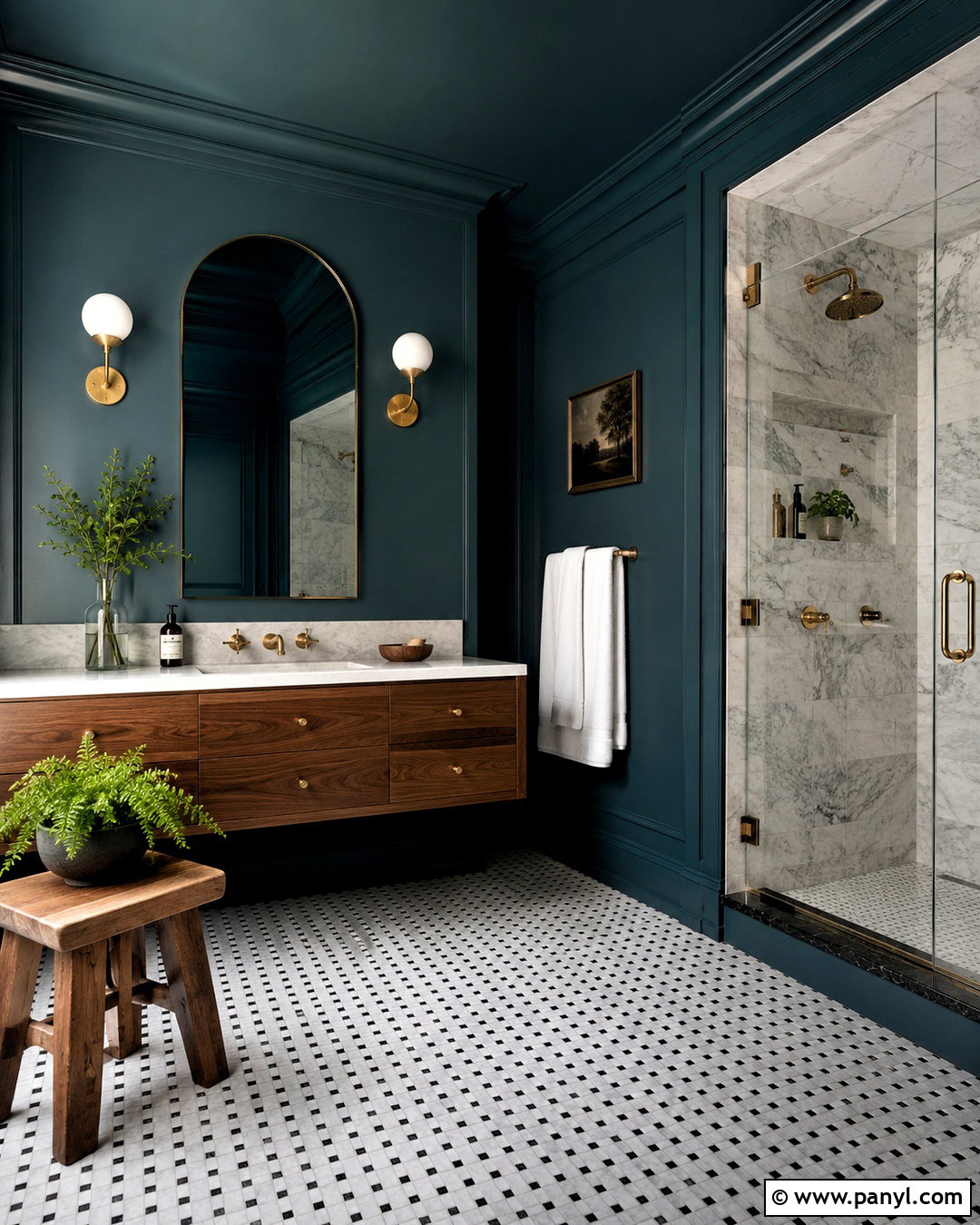 Dark Teal Bathroom - 20 dark interiors