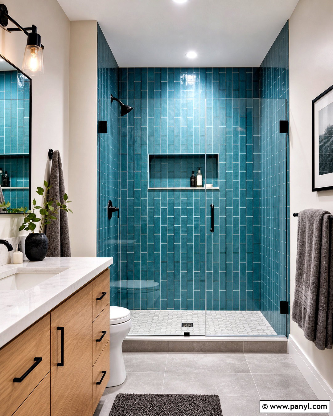 Dark Teal Bathroom Tile Shower - 20 dark teal bathroom ideas