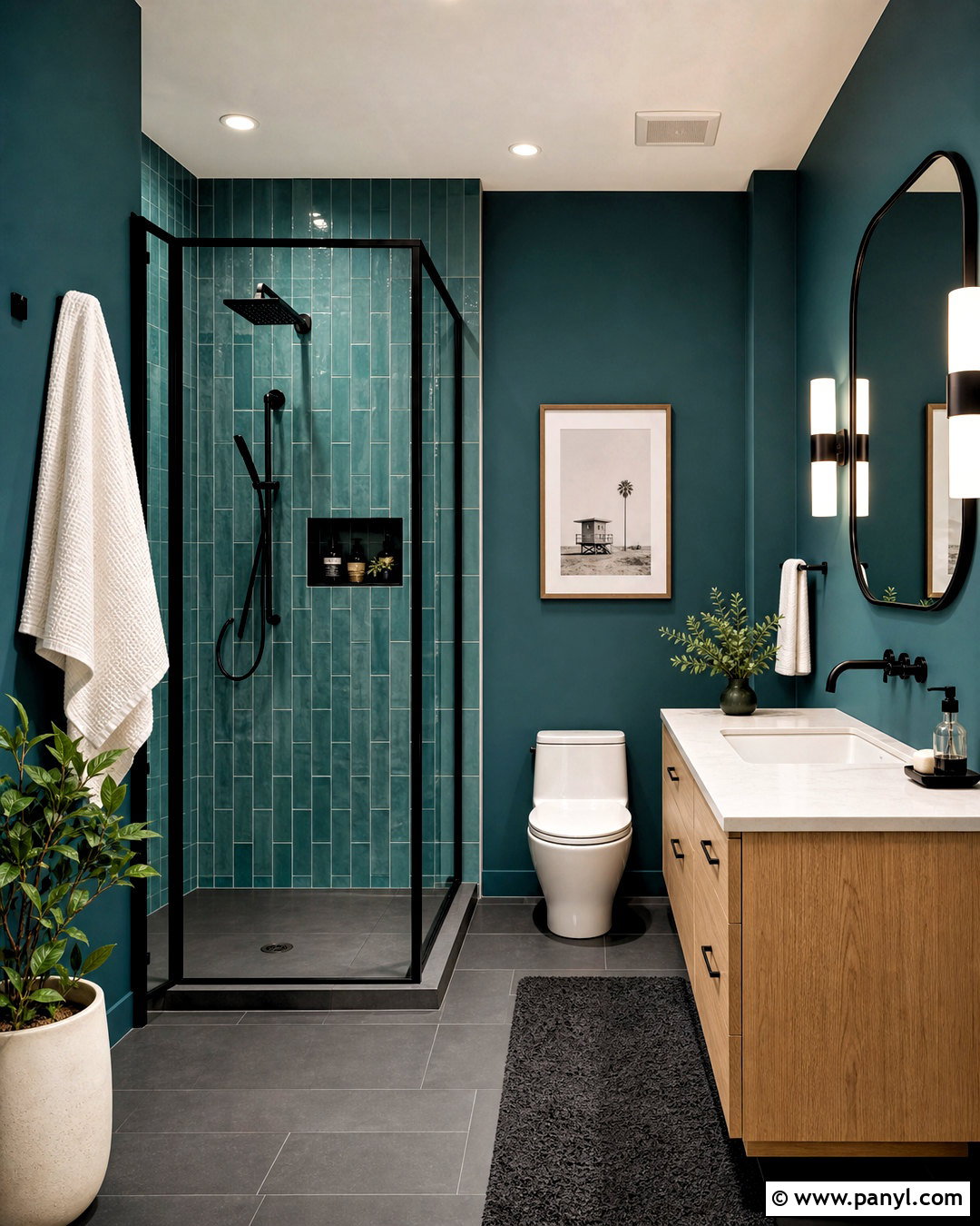 Dark Teal Bathroom With Black Fixtures - 20 dark teal bathroom ideas