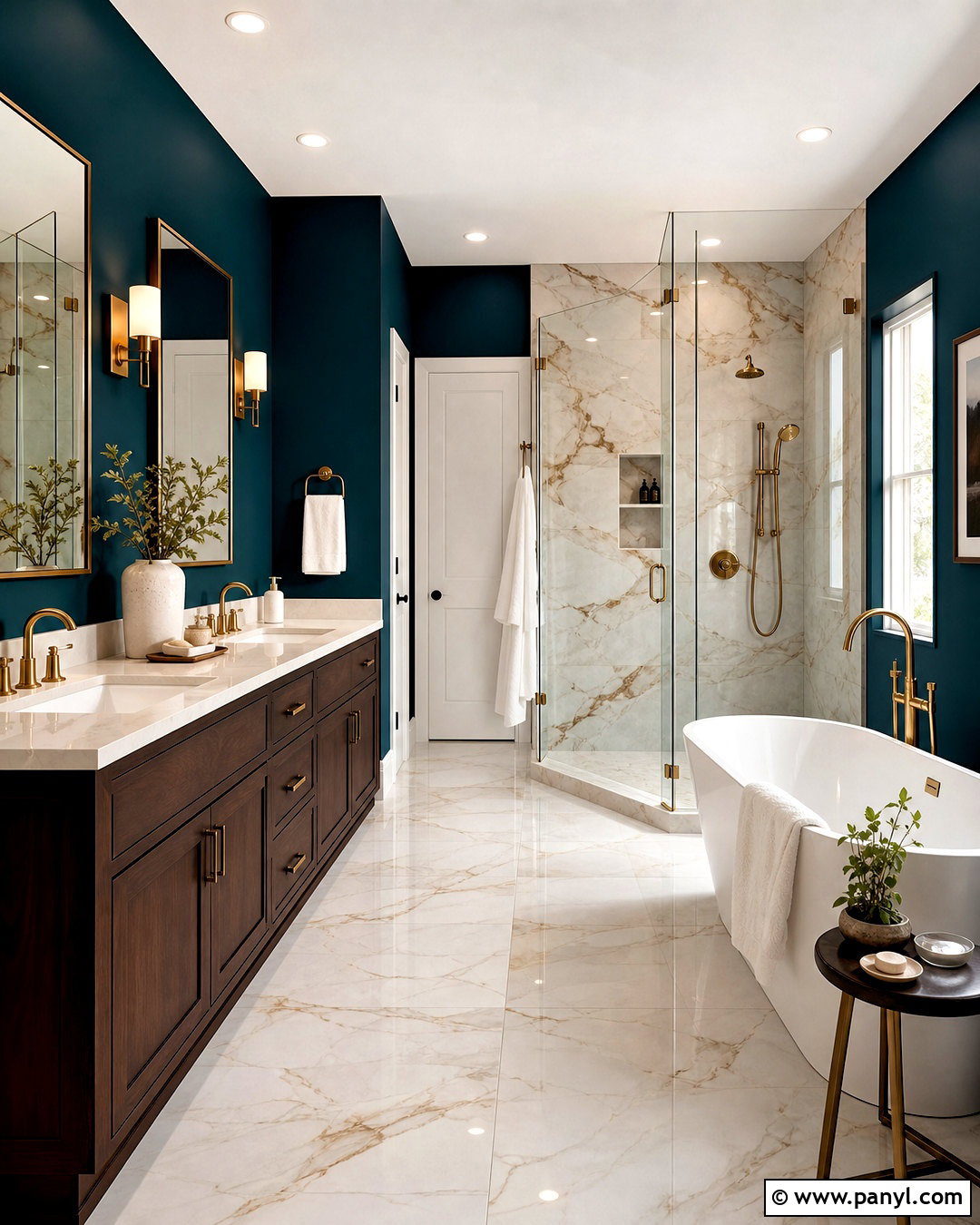 Dark Teal Bathroom With Marble - 20 dark teal bathroom ideas