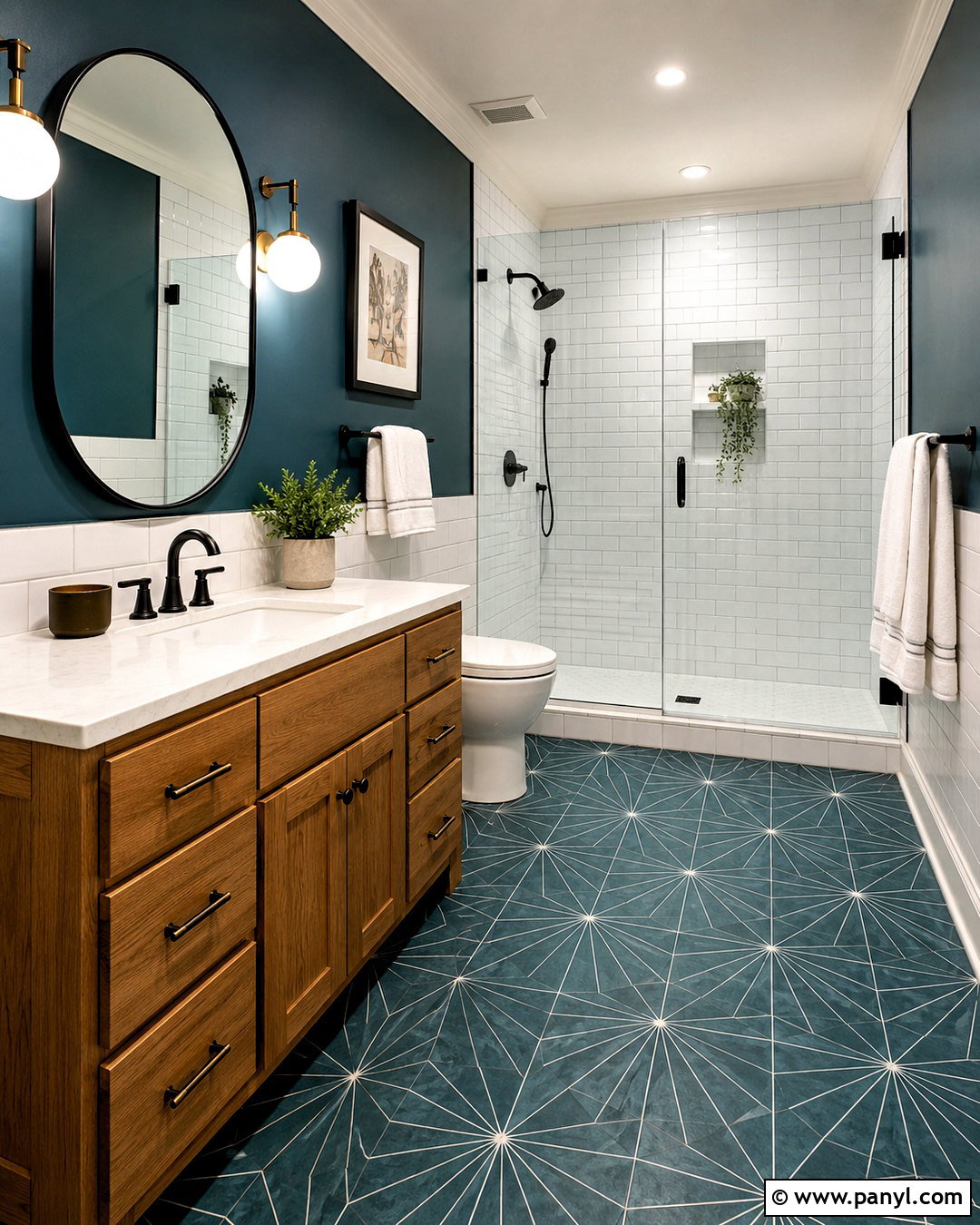 Dark Teal Bathroom With White Tile - 20 dark teal room ideas