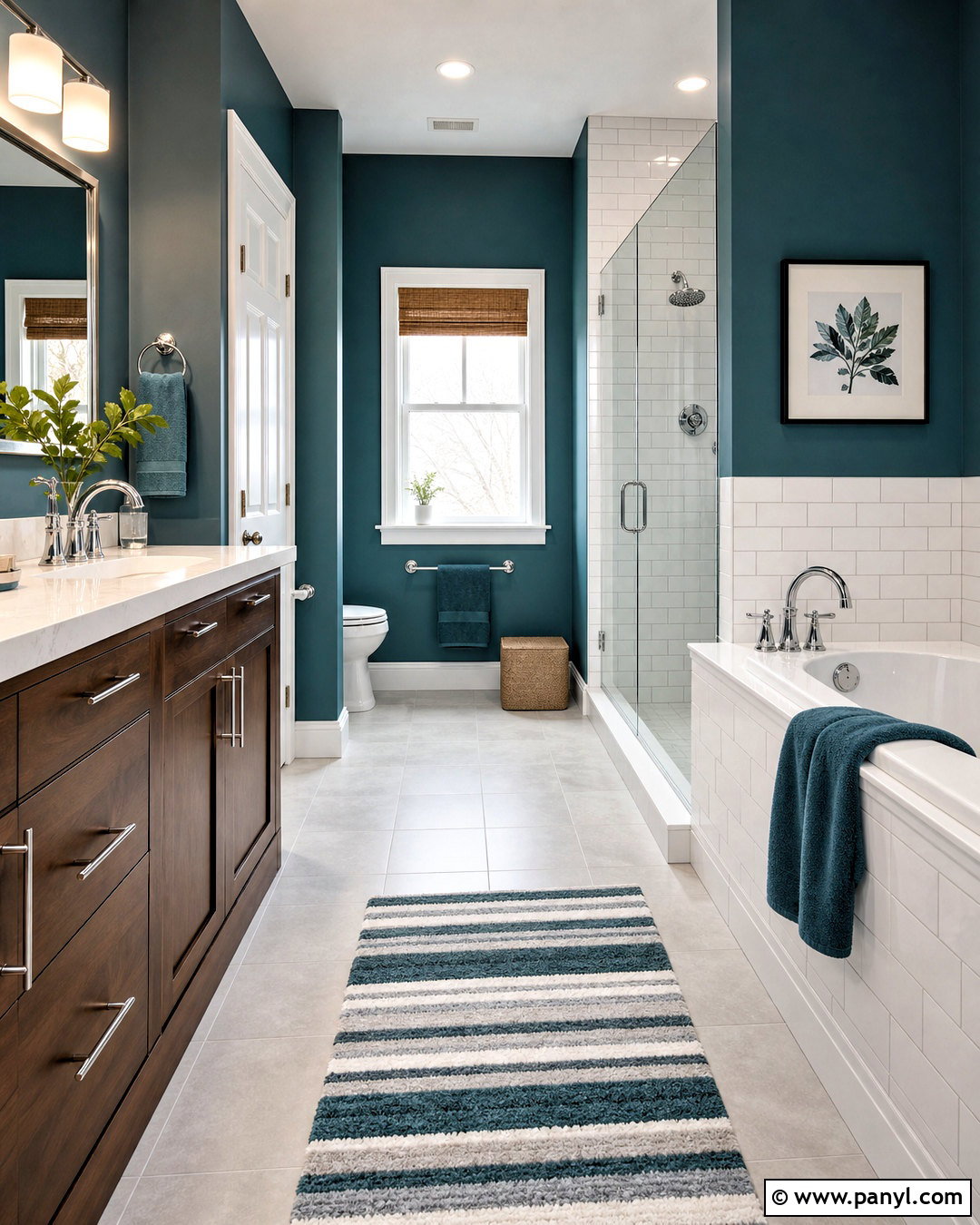 Dark Teal Bathroom With White Tile - 20 dark teal bathroom ideas