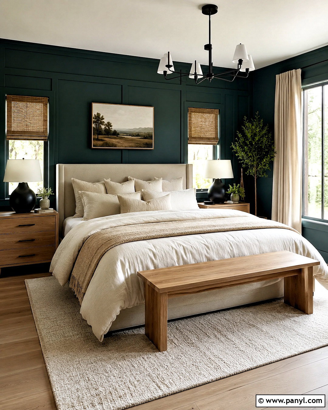 Dark Teal Bedroom With Cream Bedding - 20 dark teal bedroom ideas