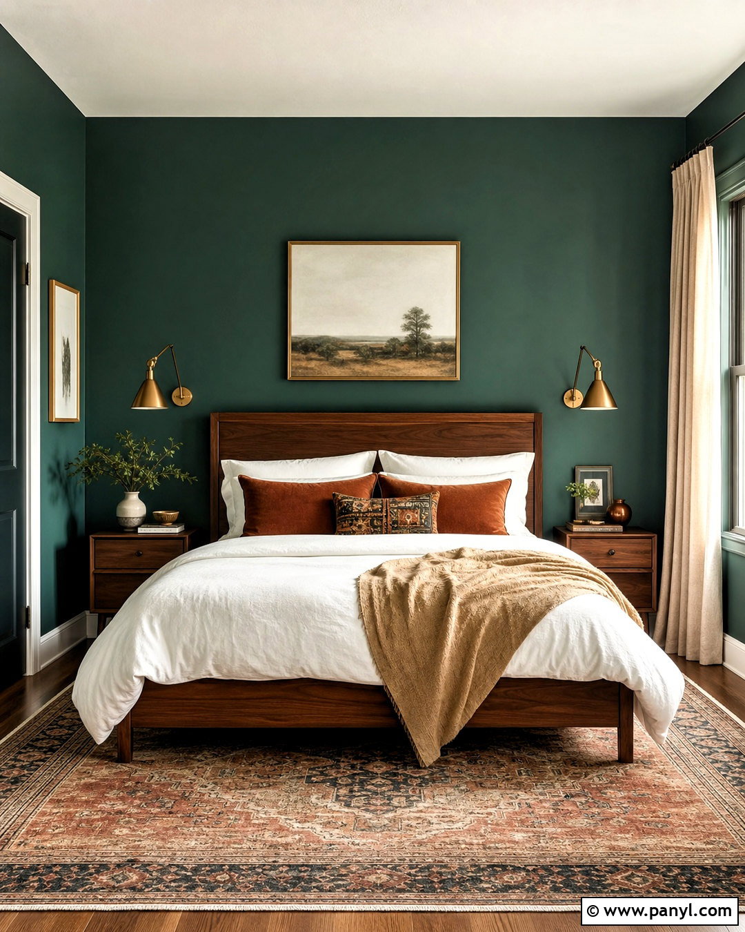 Dark Teal Bedroom With Walnut Furniture - 20 teal interior design ideas