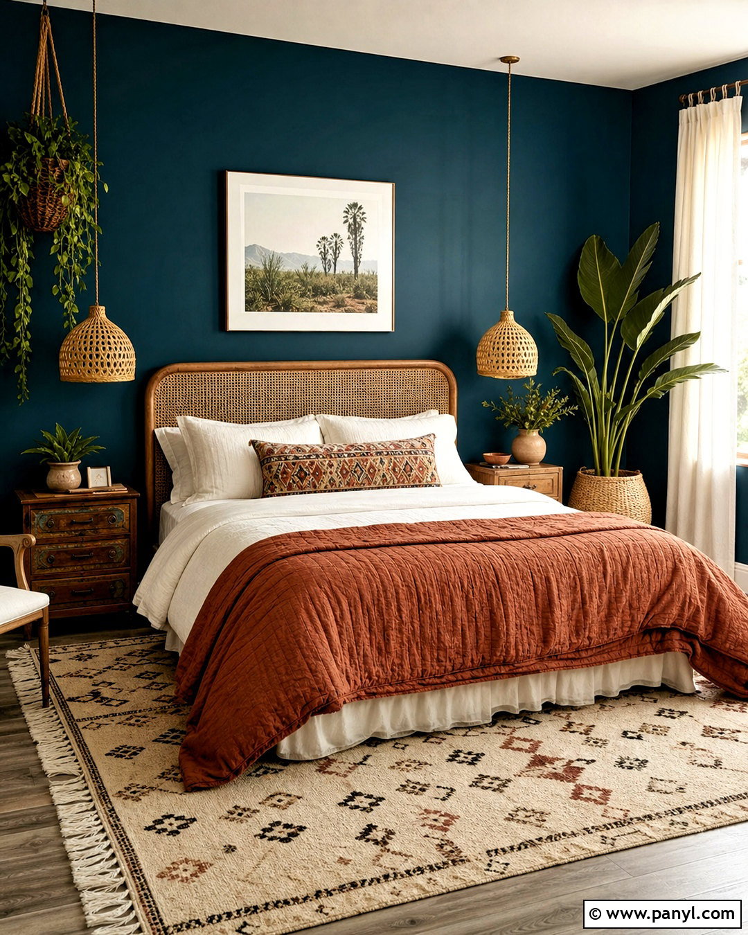 Dark Teal Boho Bedroom - 20 dark teal walls