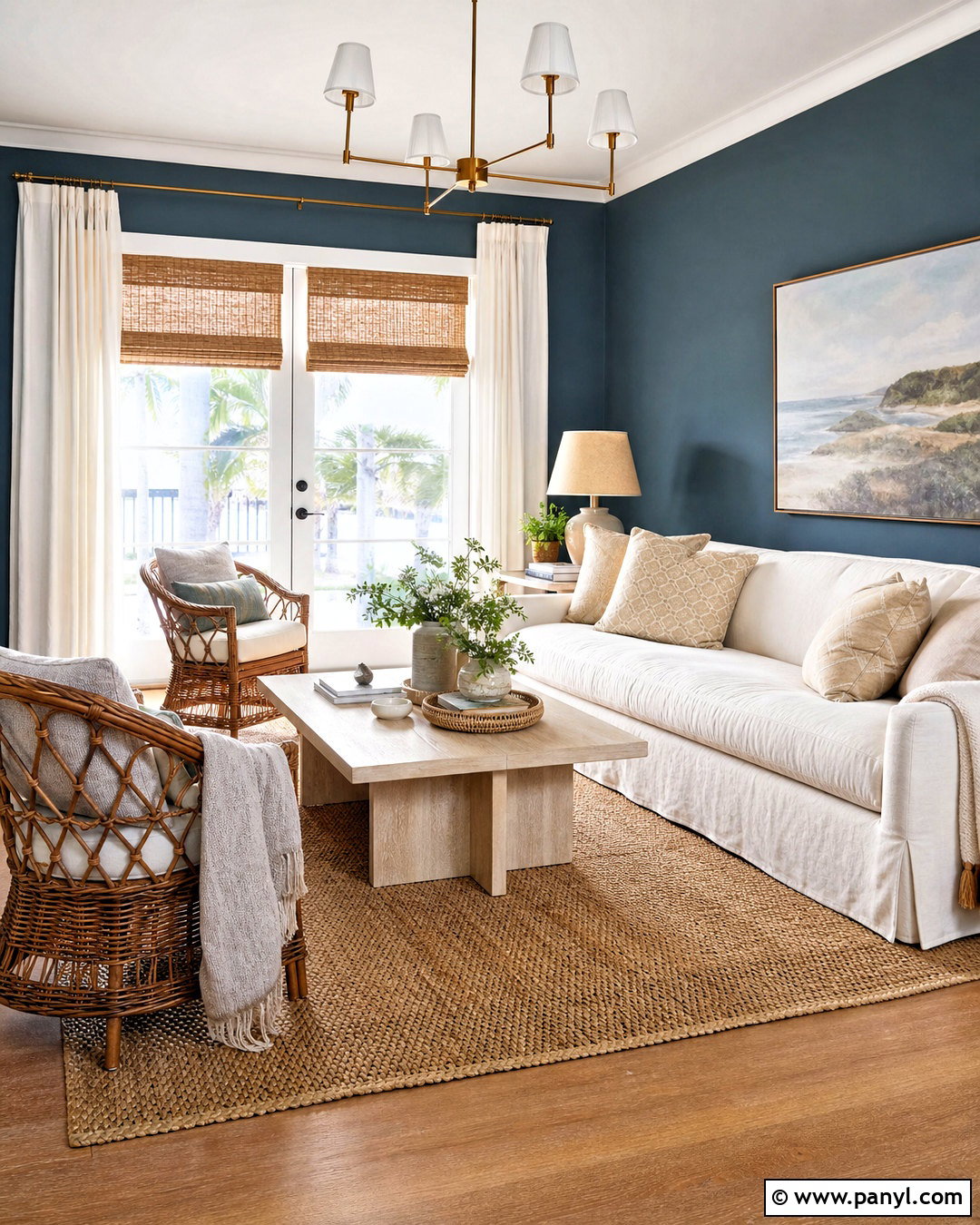 Dark Teal Coastal Living Room - 20 dark teal walls