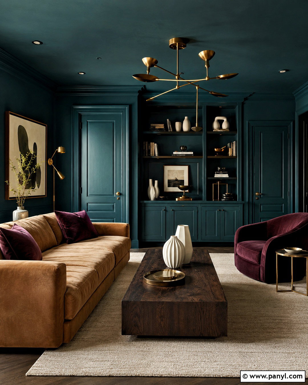 Dark Teal Color-Drenched Room - 20 dark teal room ideas