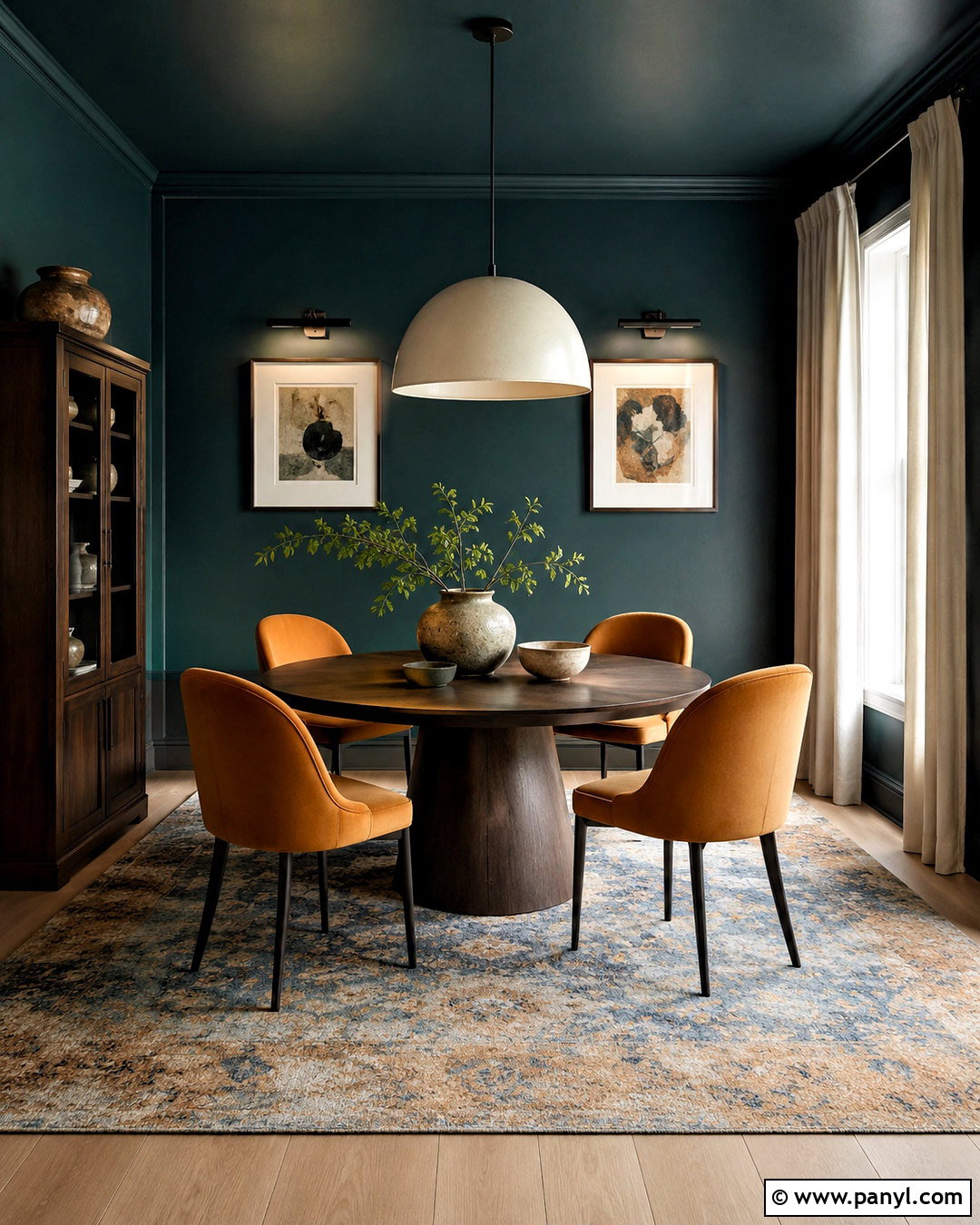 Dark Teal Dining Room - 20 dark moody interior design ideas