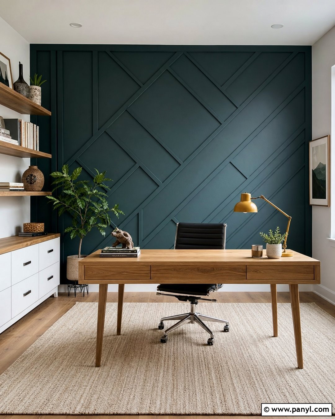 Dark Teal Geometric Accent Wall - 30 dark teal accent wall ideas