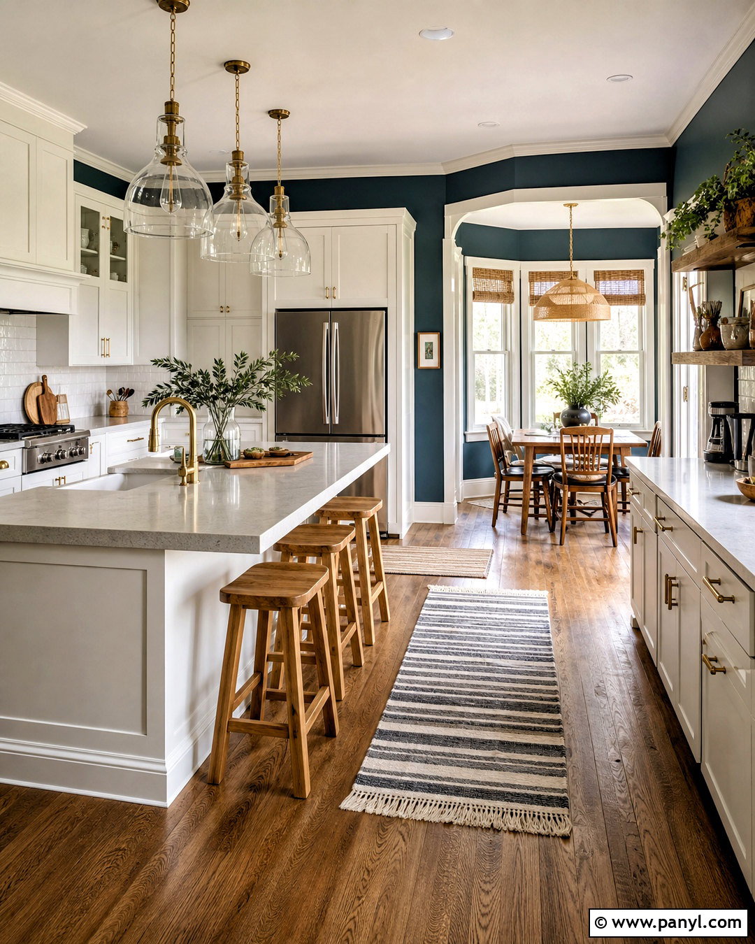Dark Teal Kitchen With White Cabinets - 20 dark teal walls