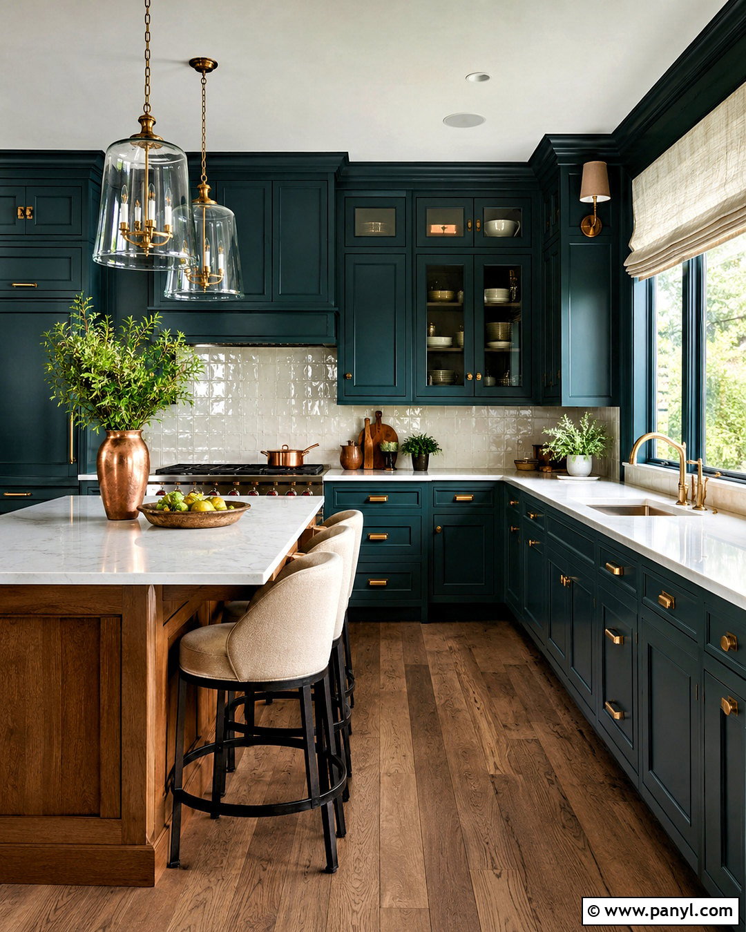 Dark Teal Kitchen - 20 dark painted rooms