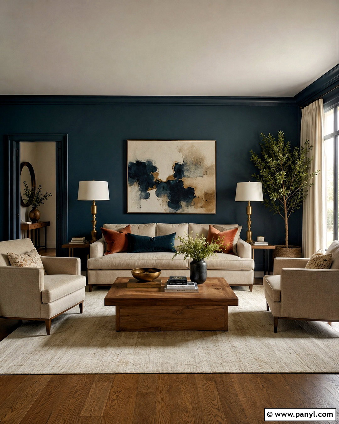 Dark Teal Living Room With Cream Furniture - 20 dark teal room ideas