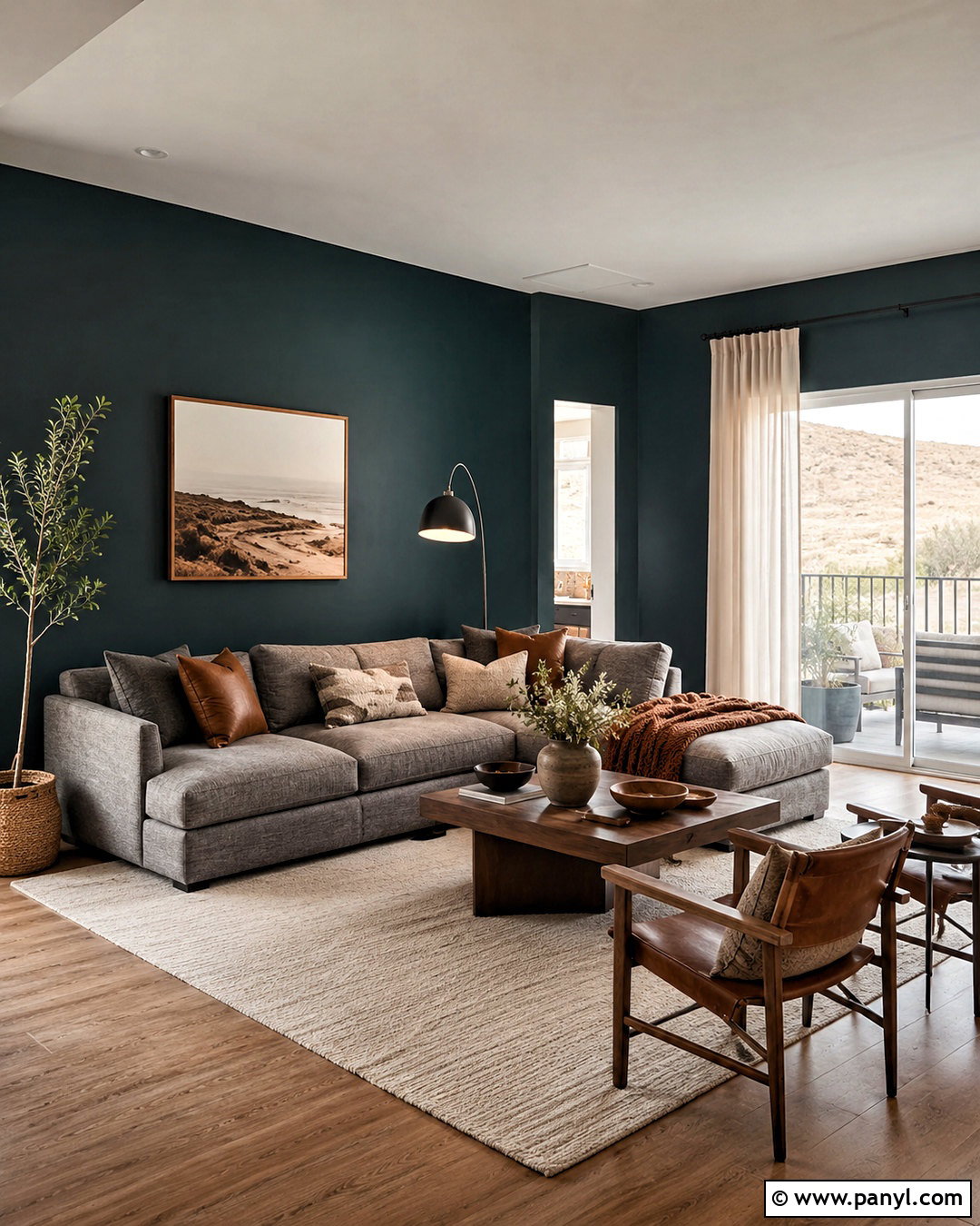 Dark Teal Living Room With Gray Sofa - 20 dark teal living room ideas