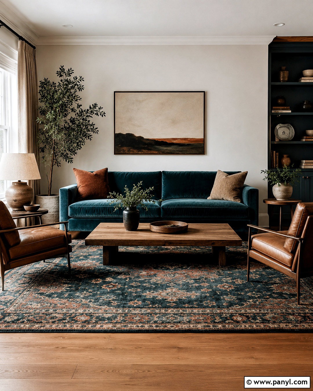 Dark Teal Living Room With Velvet Sofa - 20 dark teal living room ideas