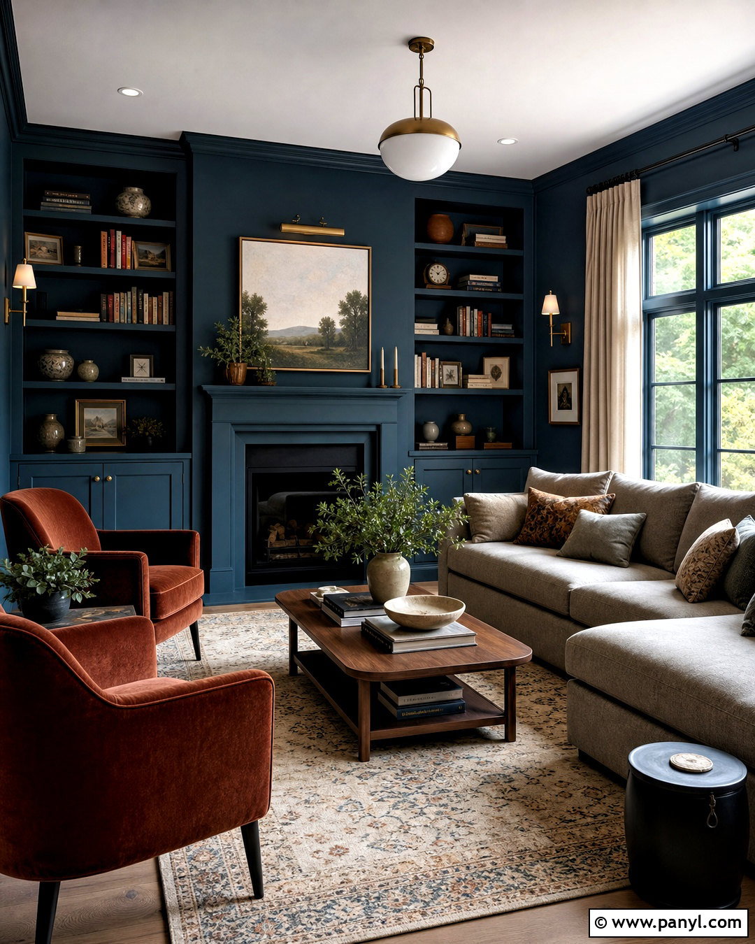 Dark Teal Living Room - 20 dark paint living room ideas