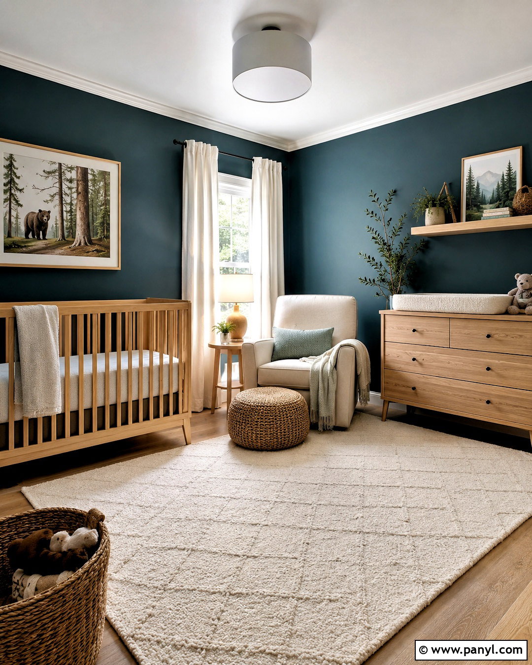 Dark Teal Nursery With Natural Textures - 20 dark teal room ideas