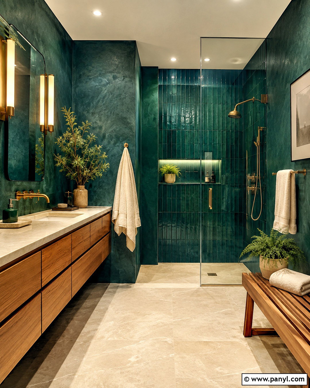 Dark Teal Spa Bathroom - 20 moody blue bathroom ideas
