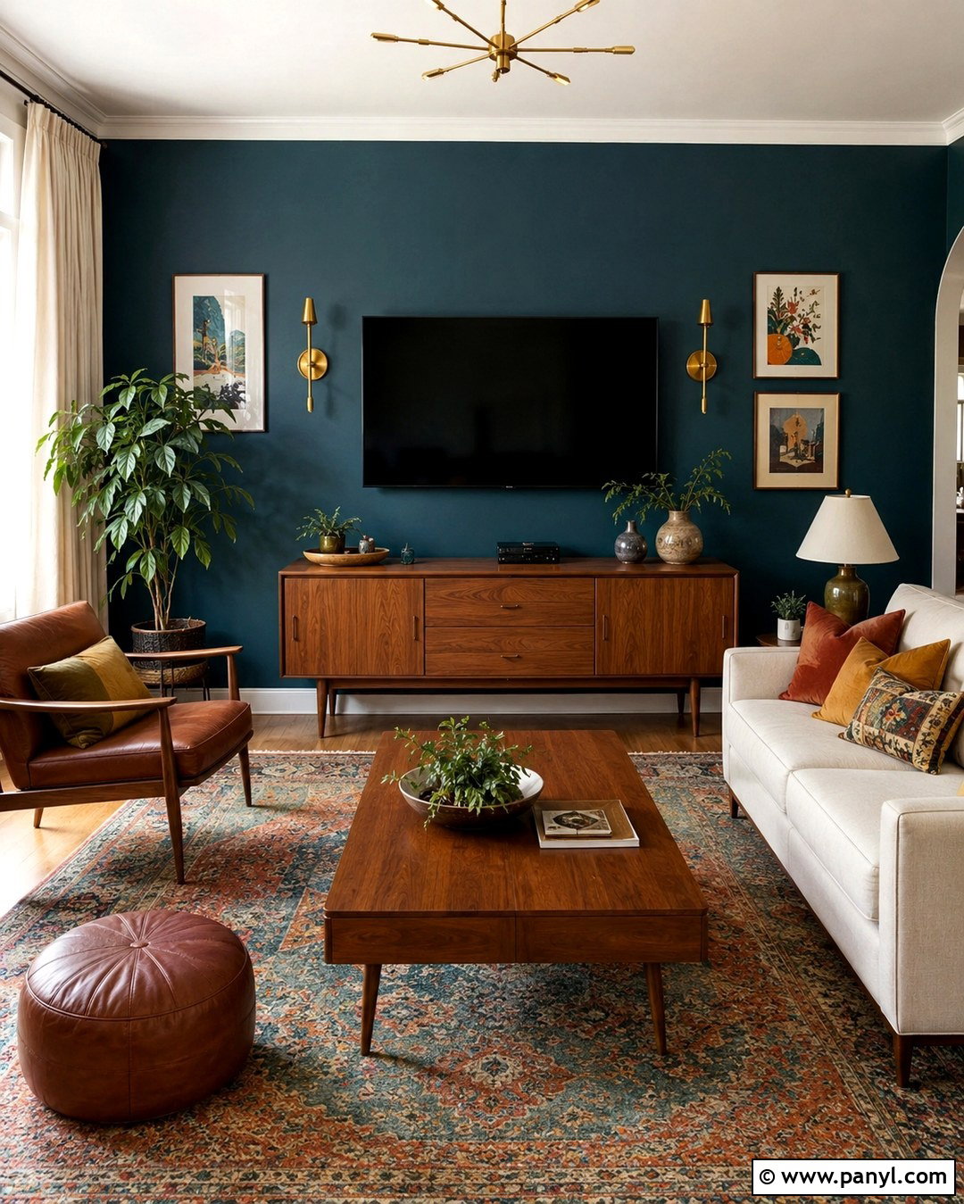 Dark Teal TV Wall - 20 Tv Wall Dark Paint Ideas