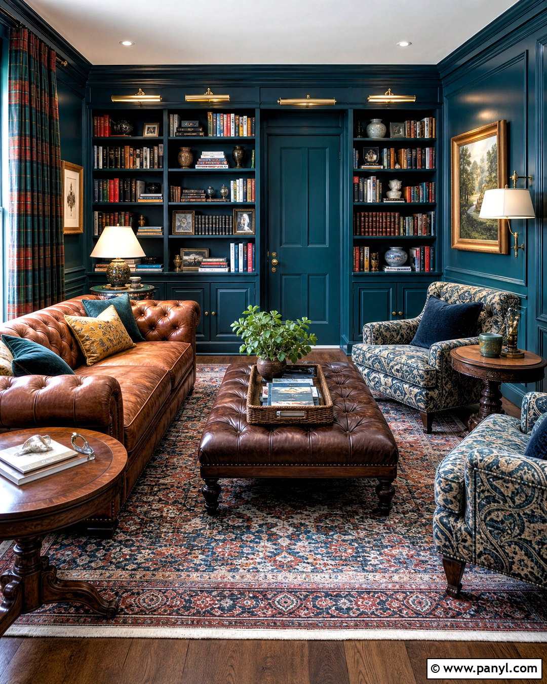 Dark Teal Traditional Library - 20 dark teal walls