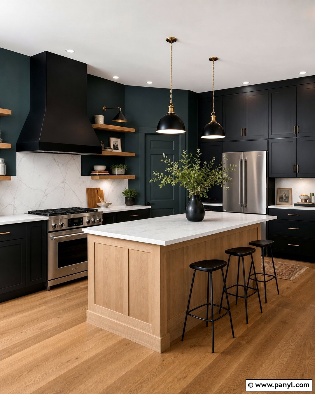 Dark Teal Walls With Black Cabinets - 20 Modern Kitchen With Teal Walls
