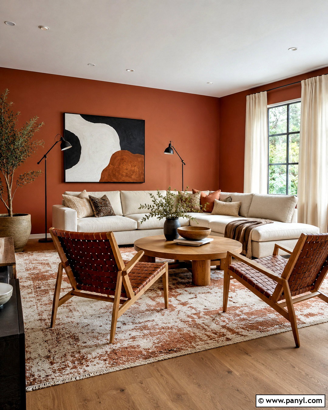 Dark Terracotta Family Room - 20 dark room colors