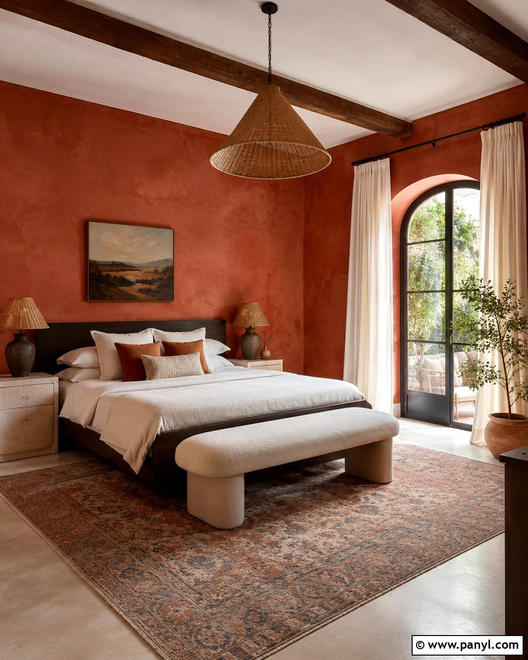 Dark Terracotta Limewash Bedroom - 20 Limewash Dark Wall Ideas