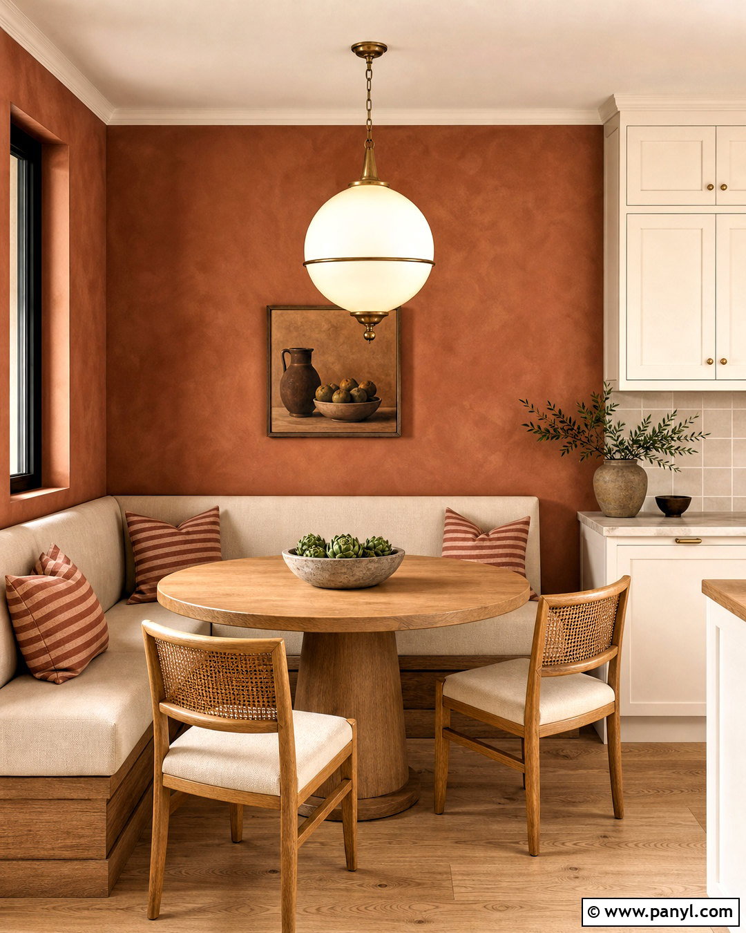 Dark Terracotta Limewash Walls In A Dining Nook - 20 dark limewash walls