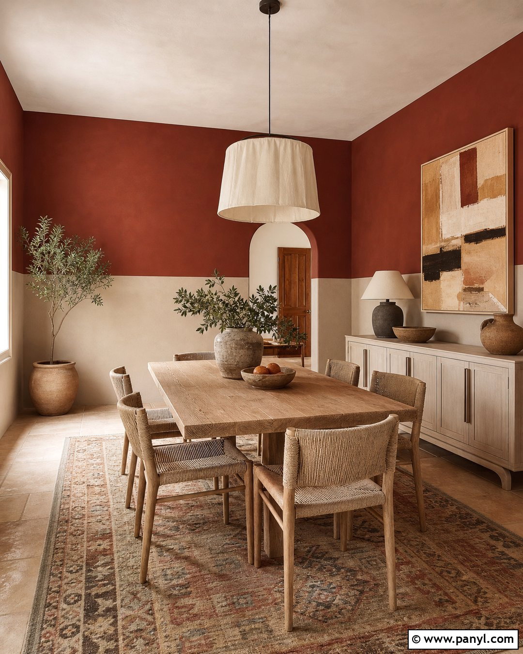 Dark Terracotta Top Half With Sand Walls - 20 Dark Paint Top Half Of Wall Ideas